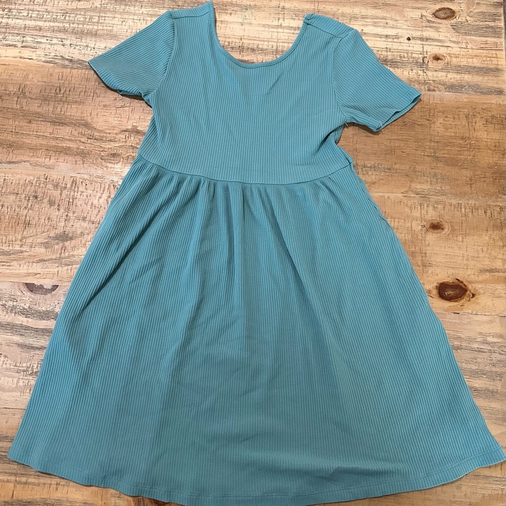 Old Navy Green A-Line Casual Dress Short Sleeve Scoop Neck Has Pockets